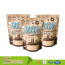 Cheap Price Custom Printed Resealable Ziplock Packaging Heat Sealed Brown Kraft Paper Coffee Bags